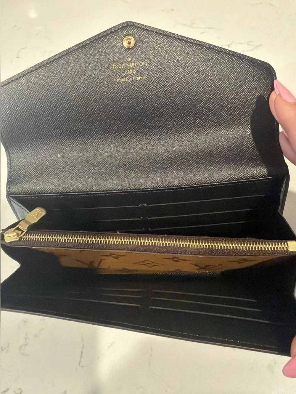 Louis Vuitton Monogram Sarah Wallet Brown and Tan